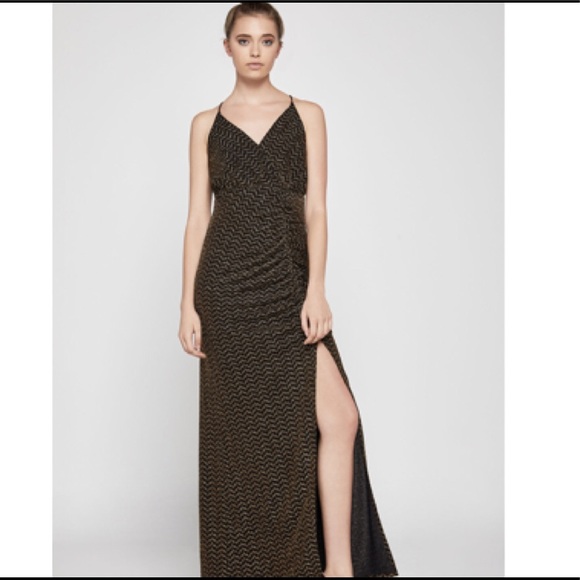 BCBGENERATION Metallic Jacquard Faux-Wrap Dress - Picture 1 of 5